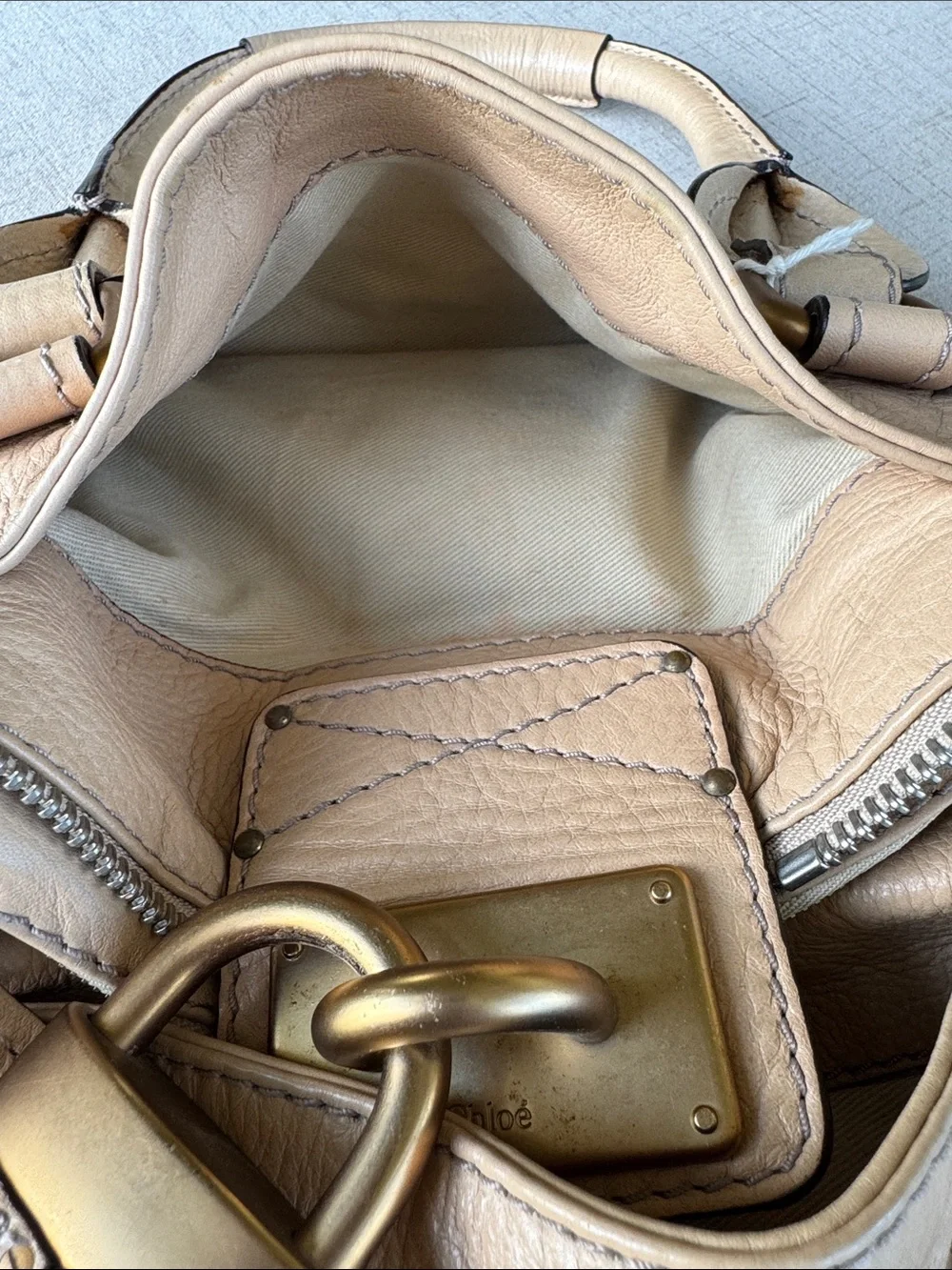 Chloe Paddington Creme 106 Leather Bag Padlock Key Original Tag Y2K Vintage